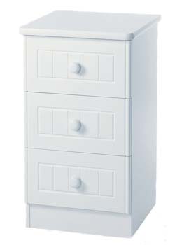 Furniture123 Cornwall White 3 Drawer Bedside Table