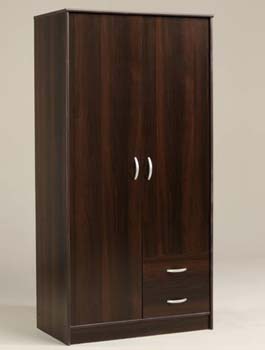 Furniture123 Cyclone 2 Drawer 2 Door Wardrobe in Dark Walnut