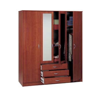 Furniture123 Cyclone 3 Drawer 4 Door Wardrobe in Wild Cherry