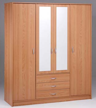 Furniture123 Cyclone 4 Door 3 Drawer Wardrobe