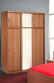 Furniture123 Cyclone Sliding 3 Door Wardrobe in Japanese Pear