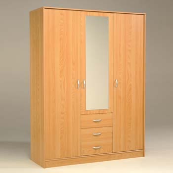 Furniture123 Cydia 3 Drawer 3 Door Mirrored Wardrobe in