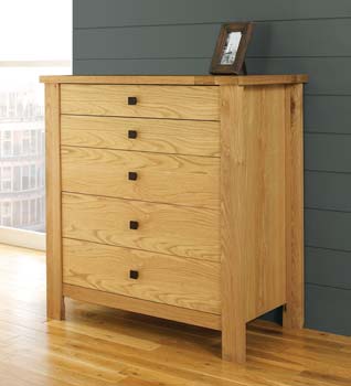 Furniture123 Danzer White Oak 5 Drawer Chest