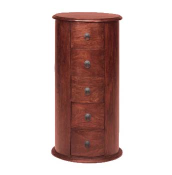 Furniture123 Delhi Indian Round 5 Drawer Chest