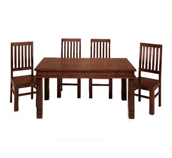 Furniture123 Delhi Indian Square Leg 4 Seater Dining Set