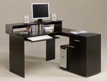 Delu Corner Computer Desk in Wenge