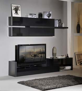Furniture123 Drisa Black TV Unit and Wall Unit
