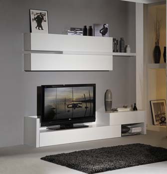 Furniture123 Drisa White TV Unit and Wall Unit