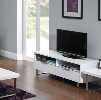Furniture123 Edge TV Unit in White - FREE NEXT DAY DELIVERY