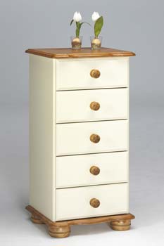 Furniture123 Elizabeth Cream 5 Drawer Narrow Chest
