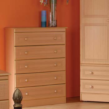 Furniture123 Eske 5 Drawer Chest in Beech