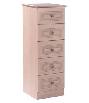 Furniture123 Eske Light Oak Narrow 5 Drawer Chest