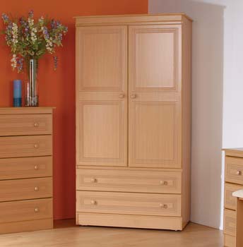 Furniture123 Eske Wide 2 Door 2 Drawer Wardrobe in Beech