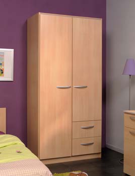 Furniture123 Evia 2 Door 2 Drawer Wardrobe in Light Beech