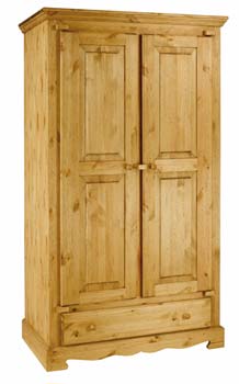 Furniture123 Farmer Solid Pine 2 Door 1 Drawer Double Wardrobe