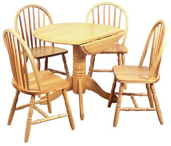 Furniture123 Farmhouse Pedestal Dining Set with Drop Leaf
