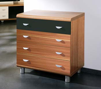 Furniture123 Fiona 4 Drawer Chest in Walnut and Black
