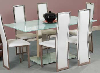 Furniture123 Floe Rectangular Dining Table with Glass Top