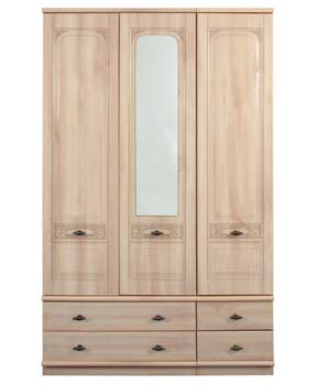 Furniture123 Flora 3 Door 4 Drawer Wardrobe with Mirror