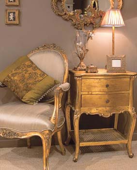 Florentine Gold 2 Drawer Side Table