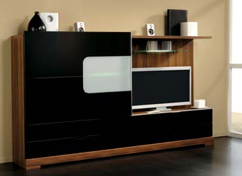 Furniture123 Focus You TV Cabinet in Black High Gloss and Teak