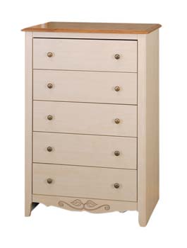 Furniture123 French Gardens 5 Drawer Chest in Cherry and Pine - 37425