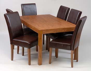 Furniture123 Greenham Oak Large Dining Set with Six Chairs