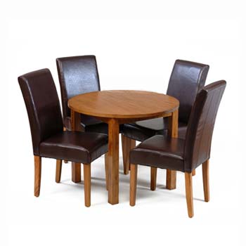 Greenham Oak Round Dining Set with 4 Chairs
