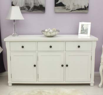 Furniture123 Hanford White Solid Ash 3 Door 3 Drawer Sideboard