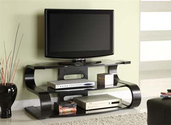 Furniture123 Harkin Black Glass TV Unit in Black Ash HK203