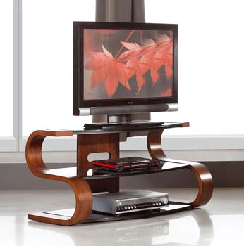 Furniture123 Harkin Black Glass TV Unit in Walnut HK203 -