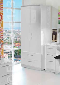 Furniture123 Hatherley High Gloss 2 Drawer 2 Door Wardrobe in