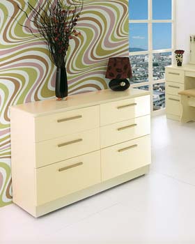 Furniture123 Hatherley High Gloss 3 3 Drawer Chest in Cream