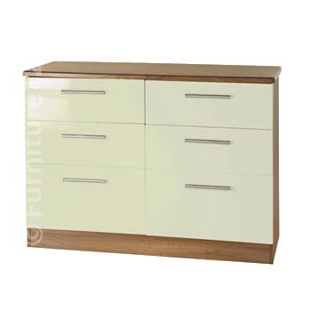 Hatherley High Gloss 3+3 Drawer Chest in Oak and