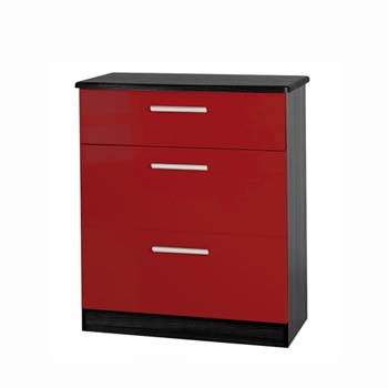 Hatherley High Gloss 3 Drawer Chest in Black and