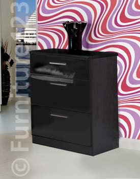 Hatherley High Gloss 3 Drawer Chest in Black