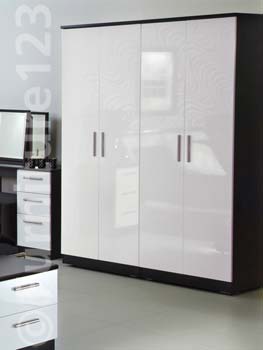 Furniture123 Hatherley High Gloss 4 Door Wardrobe in Black