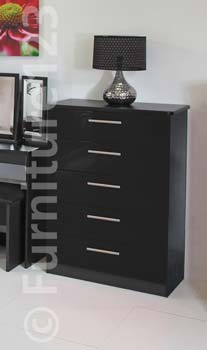 Furniture123 Hatherley High Gloss 5 Drawer Chest in Black