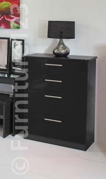 Hatherley High Gloss Large 4 Drawer Chest in Black