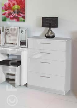 Hatherley High Gloss Large 4 Drawer Chest in White
