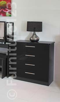 Furniture123 Hatherley High Gloss Small 4 Drawer Chest in Black