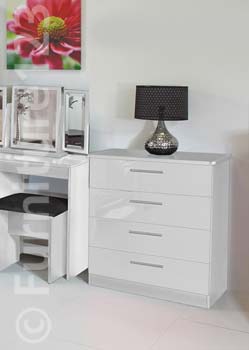 Hatherley High Gloss Small 4 Drawer Chest in White