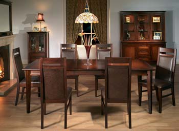 Furniture123 Henley Extending Dining Set with 6 Leather Chairs