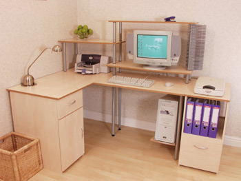 Furniture123 Hero Workstation with Return and File Pedestal