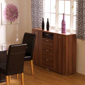 Furniture123 Hollywood Walnut 2 Door 4 Drawer Sideboard