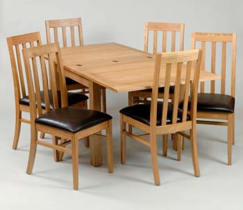Housedon Ash Flip Top Dining Set with 6 Slatted