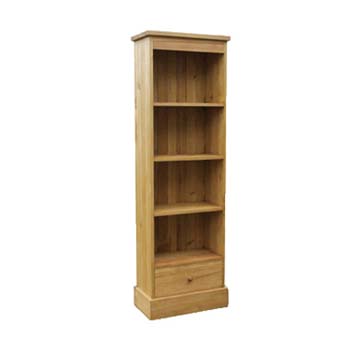 Hyde Pine Alcove Bookcase with Drawer