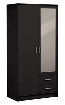 Furniture123 Inigo Mirrored Double Wardrobe in Wenge