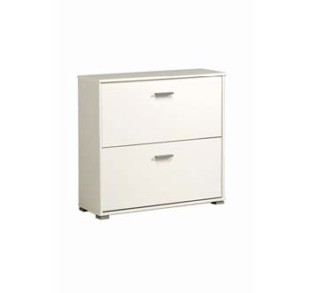 Furniture123 Initial 2 Drawer Shoe Cabinet in White