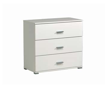 Furniture123 Initial Wide 3 Drawer Chest in White